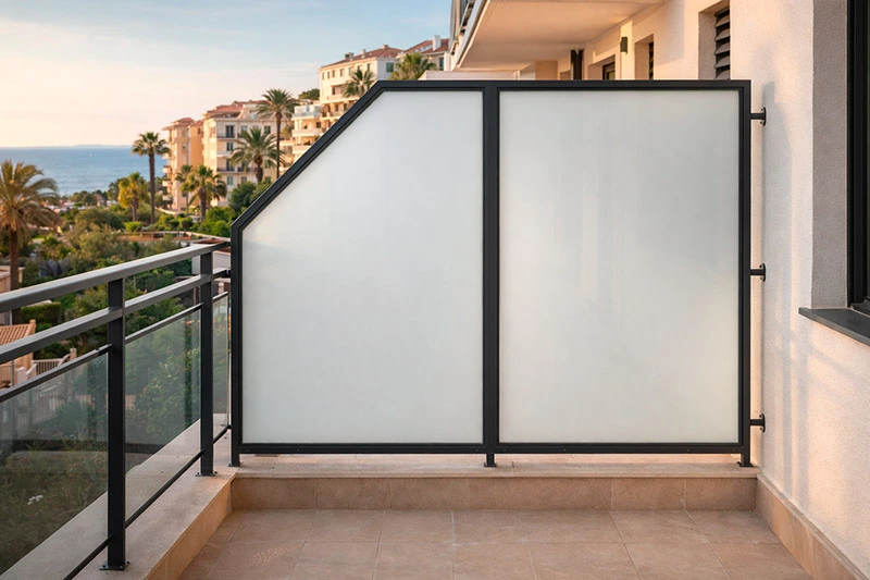 Séparation de balcon en verre, inox et aluminium